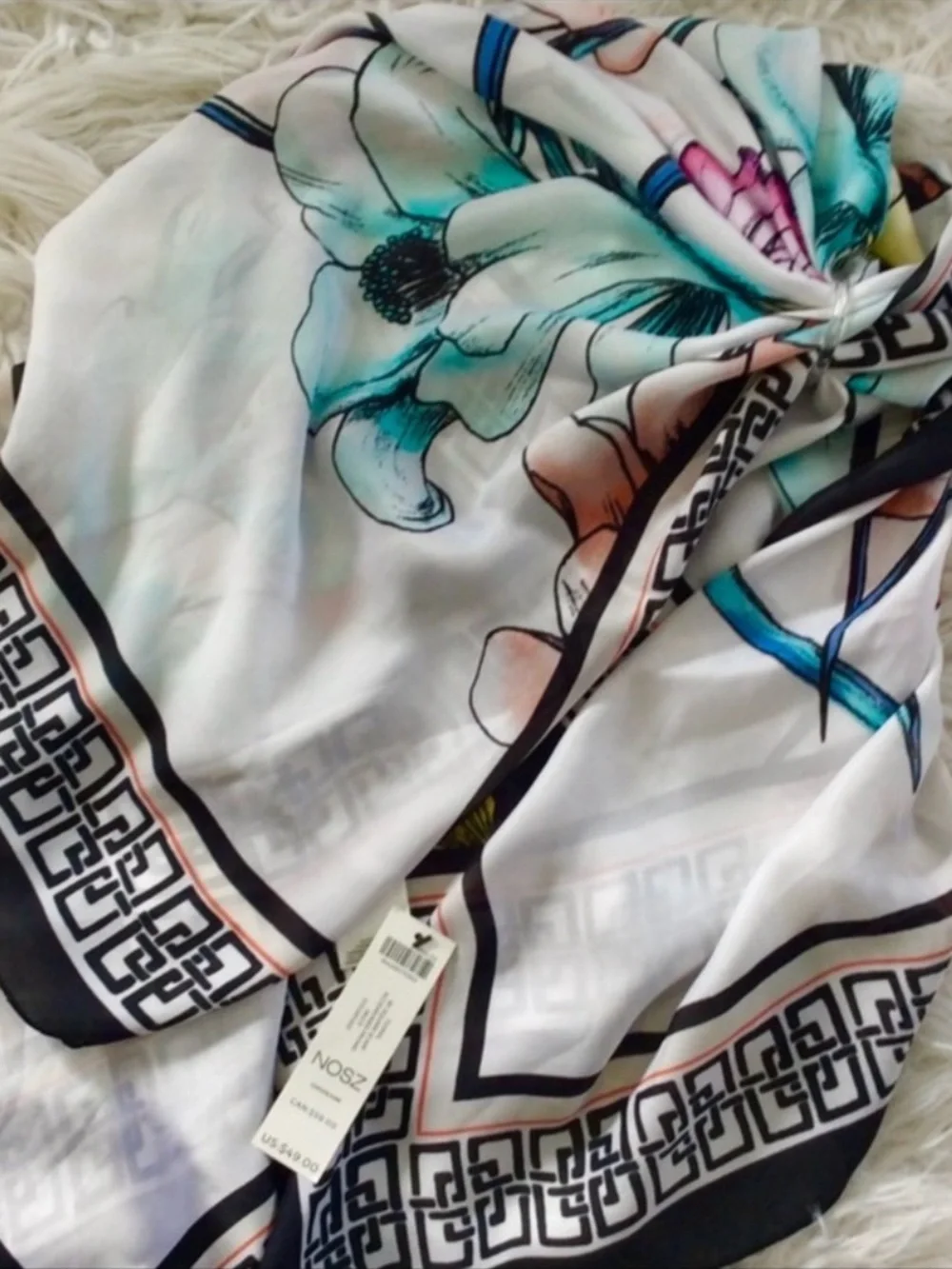 NWT Chico’s Square Floral Silky Scarf